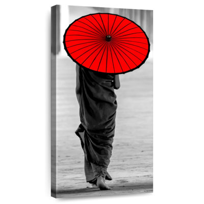 Myanmar Monk Holding Umbrella