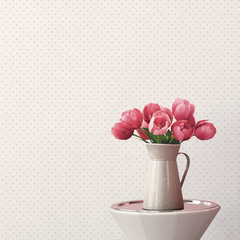 Capehart 25.4m x 53cm Matte Wallpaper Roll, Pink/White