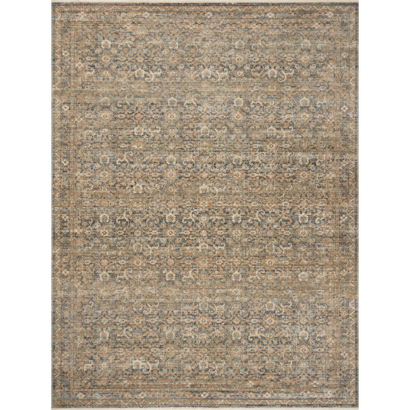 Amber Lewis x Loloi Molly Denim / Gold Area Rug, Rectangle 6'7" x 9'2"