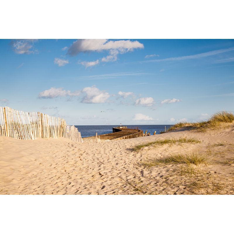 Grass Sand Dunes And Pier With Footprints Walberswick Suffolk England by Kbwills - No Frame Art Prints on Canvas