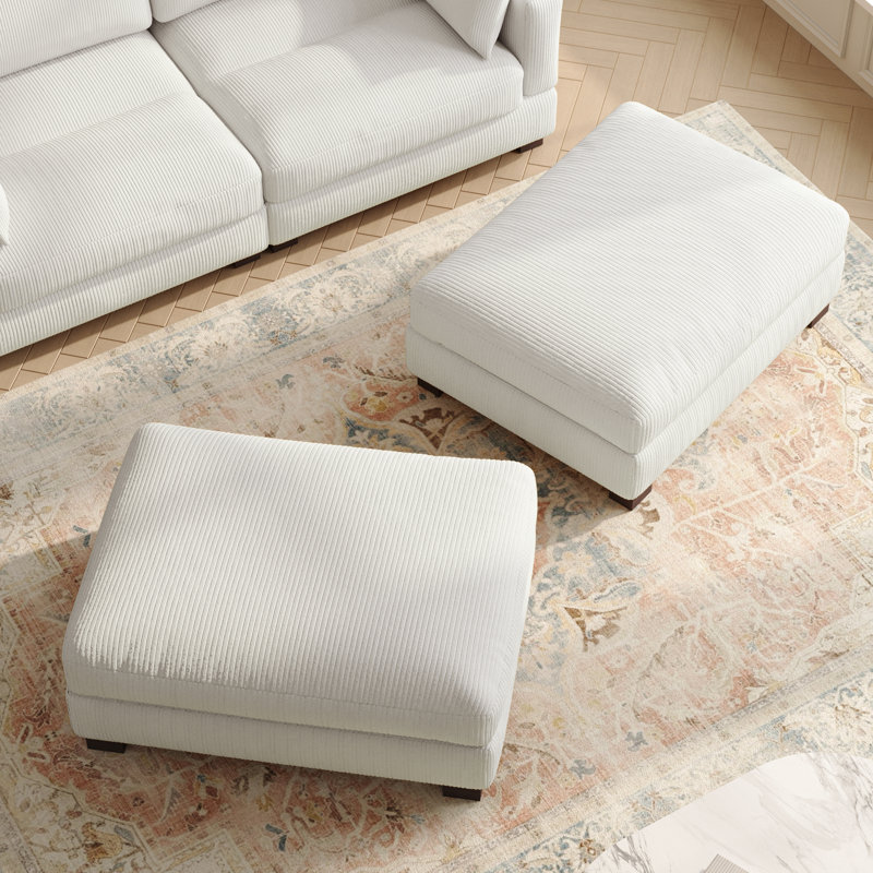 Repose-pieds rembourré Maelina, Beige