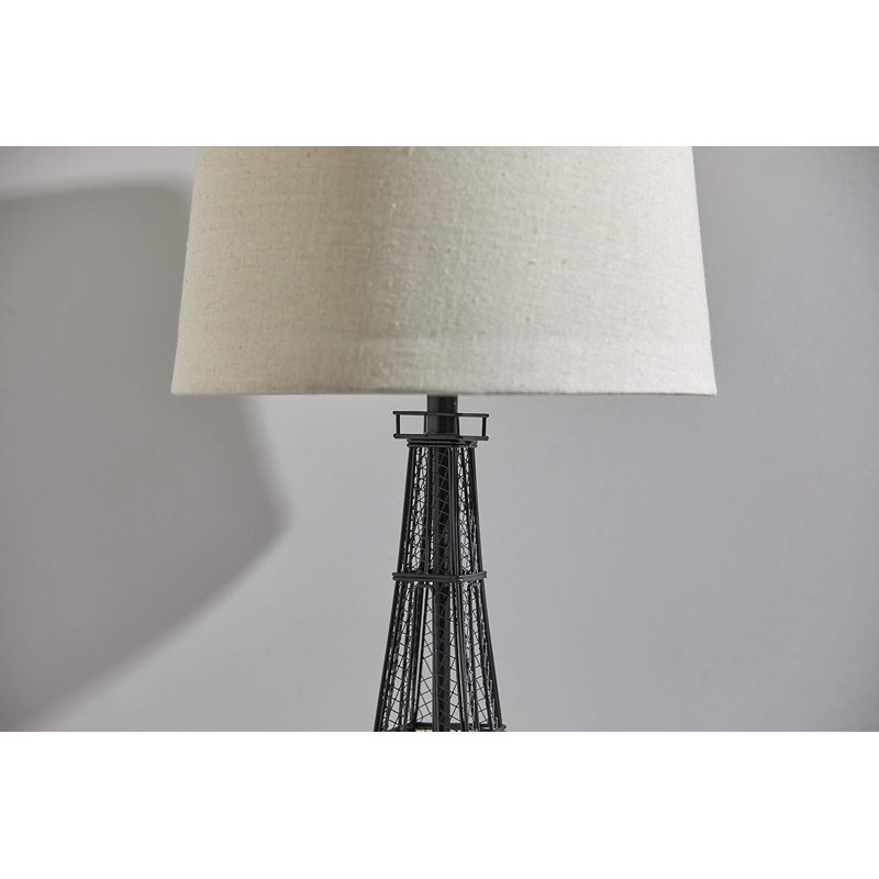 Eiffel Tower Desk Lamp, White Fabric Lampshade, 3D Relief Design