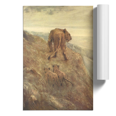 Lion and Cubs by John Macallan Swan - Frameless Print