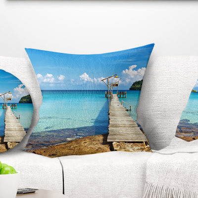 Coussin décoratif en bois vieux pilier de mer seascape old