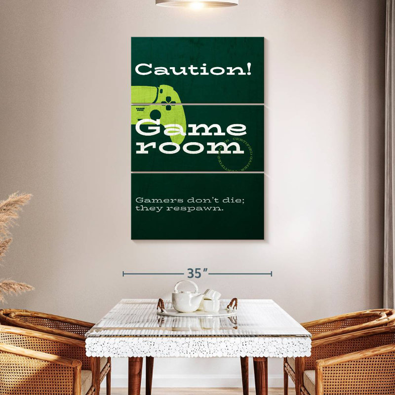Caution Game Room Wall Sign, 50" H x 32" W