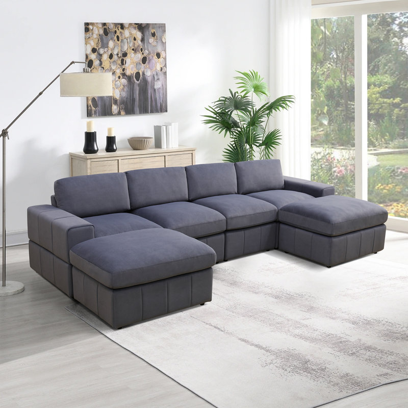 Ensemble de canapé de salon en microfibre gris foncé Onyx, Gris