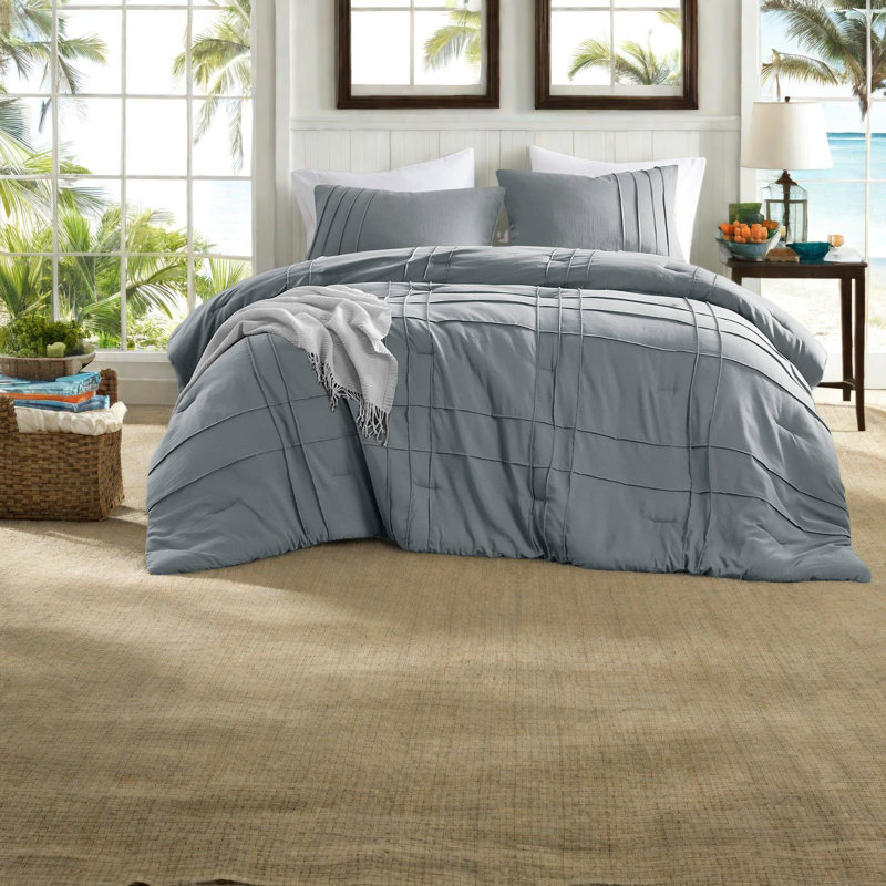 Grey Bedding Sets, Soft Microfiber Pleated Twin Style For Home