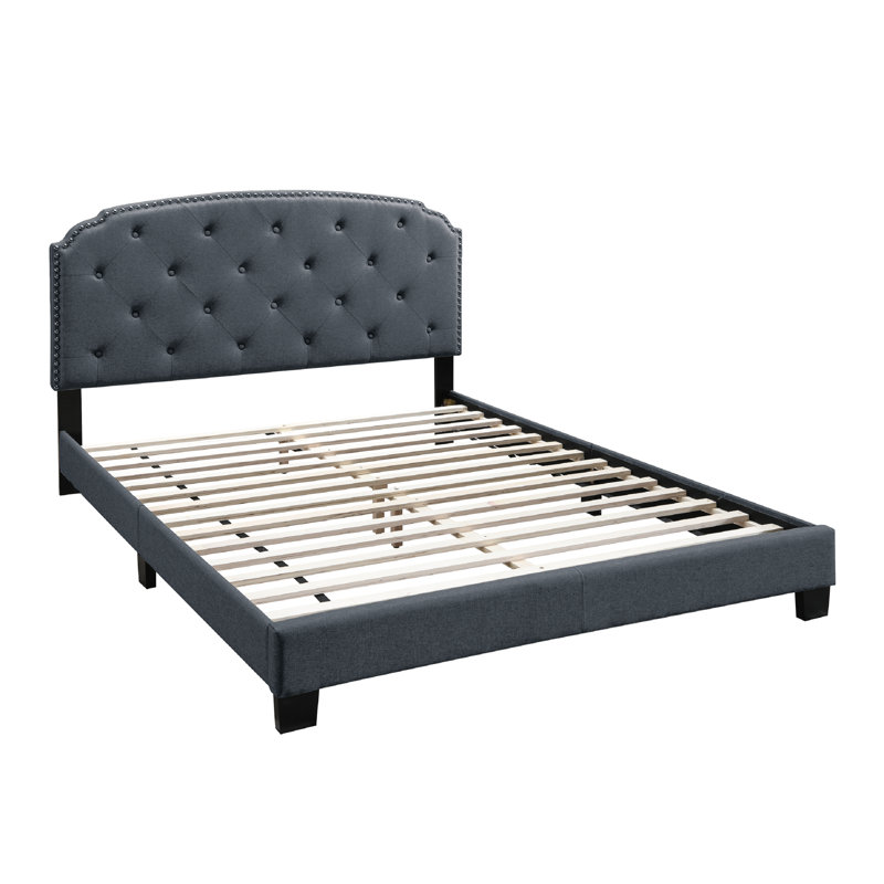 Lit plateforme capitonné Jaquavien, Anthracite, Double