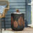 Boho Style Lightweight Concrete Side Table with Two-Toned Finish and Leaf Pattern, Perfect for Outdoor and Indoor Use