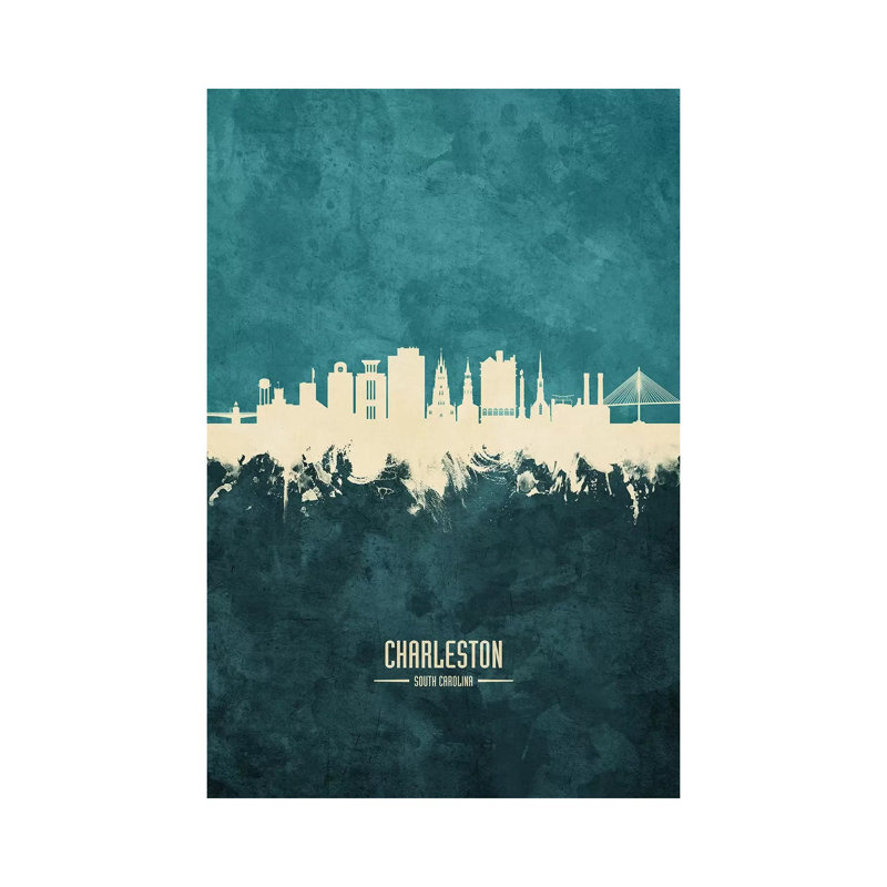 «Charleston South Carolina Skyline» par Michael Tompsett - peinture sur toile tendue, H 60 po x l 40po x P 1,5 po