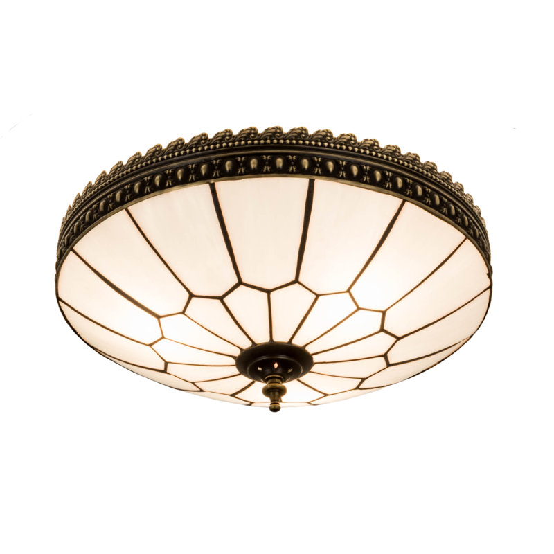 Vincent 3 - Light Flush Mount, 6.5" H x 15" W x 15" D, Craftsman Brown Highlighted, White Art