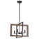 Valentin 4 - Light Lantern Square Chandelier with Wood Accents