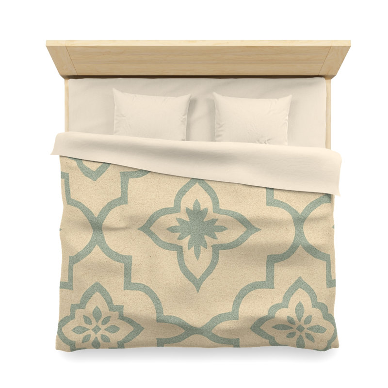 Microfiber Duvet Cover Boho Style, Design 33, King Duvet Cover, Cream