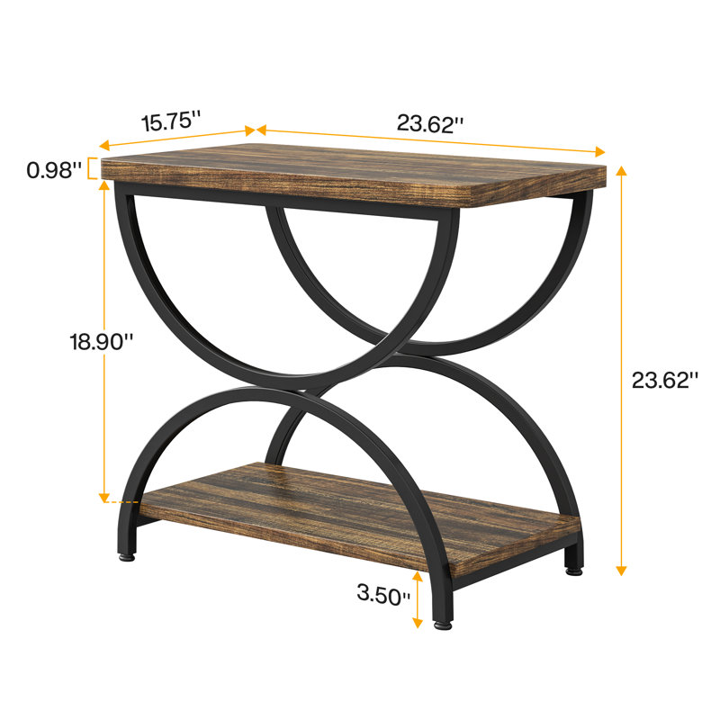 Jen End Table with Storage, Light Walnut/Black, 1