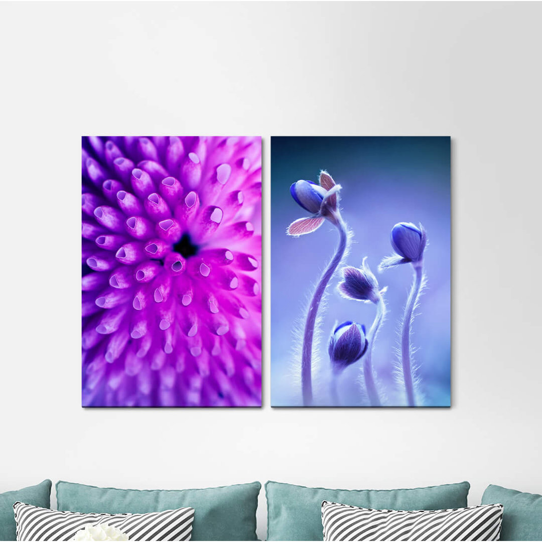 2-tlg. Leinwandbilder-Set - Fotografie „Coral Flowers Blue Violet Underwater Harmonious”