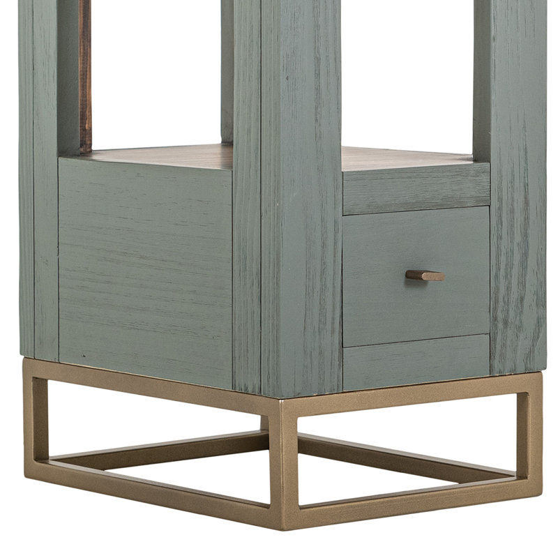 Table de chevet Timmy, 1 tiroir, pin vert sauge, 18 po