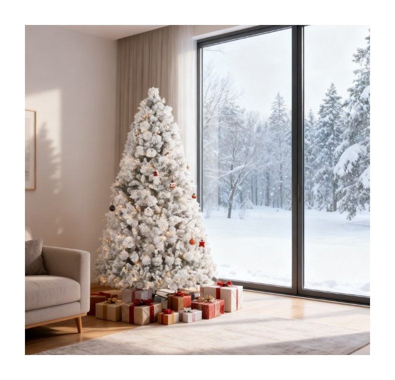Arbre de Noël artificiel 7,5 pi avec lumières claires et branches superposées