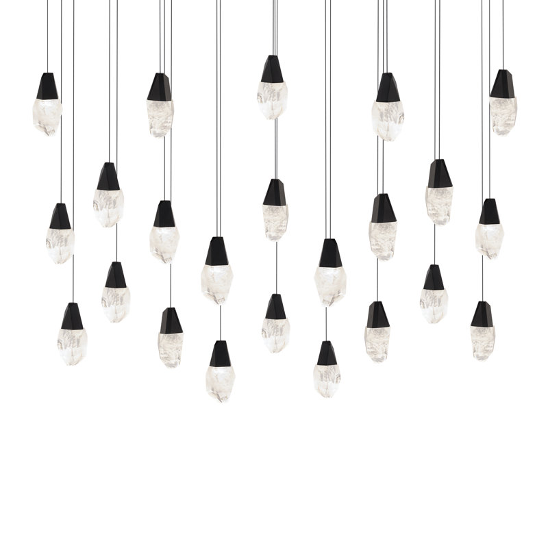 Martini 23 Light Crystal LED Multi-Light Pendant, Clear, Black