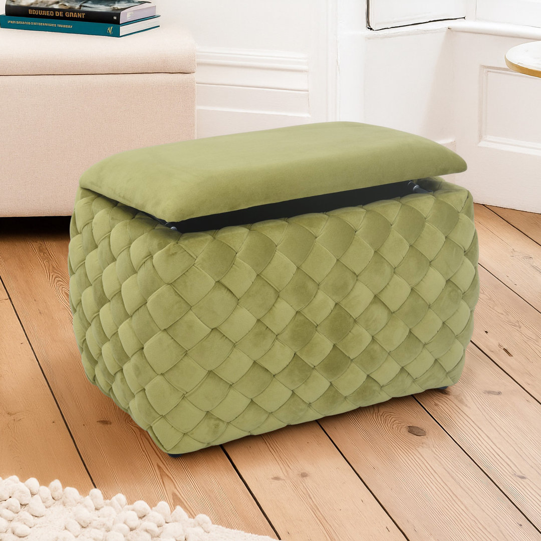 Adamarie 65cm Wide Velvet Rectangle Patchwork Standard Ottoman with Storage