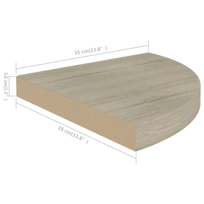Arsi Corner Shelf, Oak, 3.8cm H x 35cm W x 35cm D