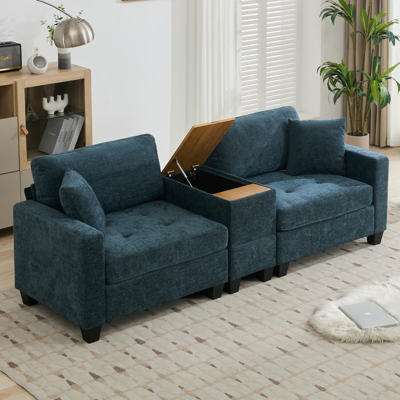 Coffee Table with Storage, Blue-Green