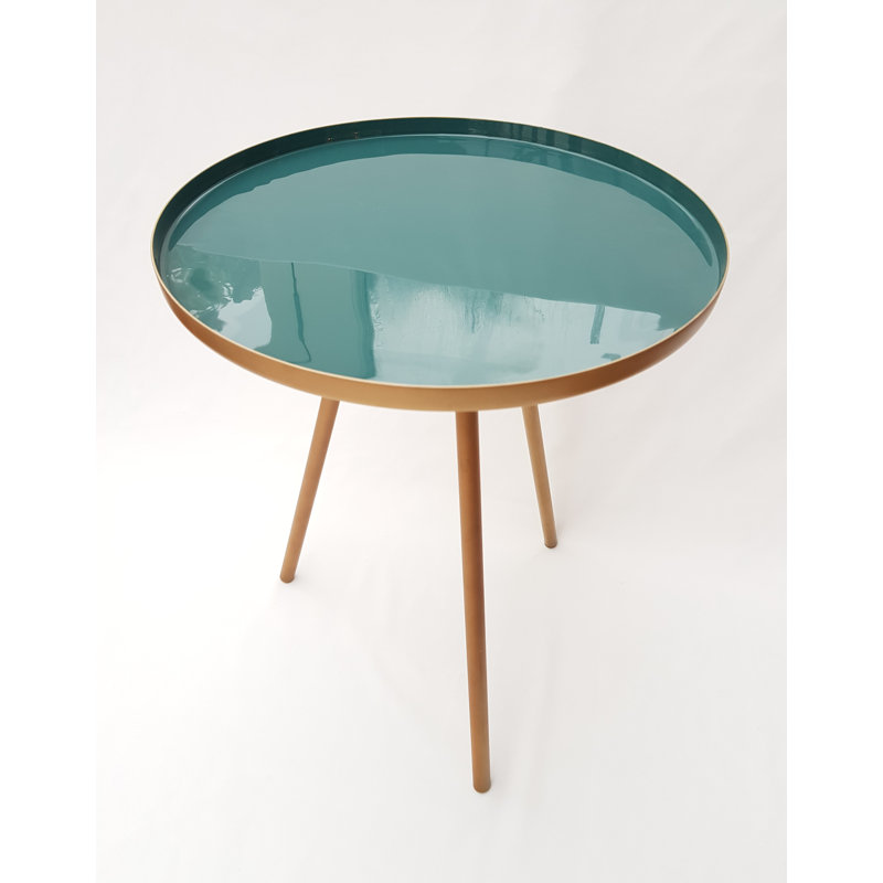 Roger Tray Top End Table, Brass, Blue