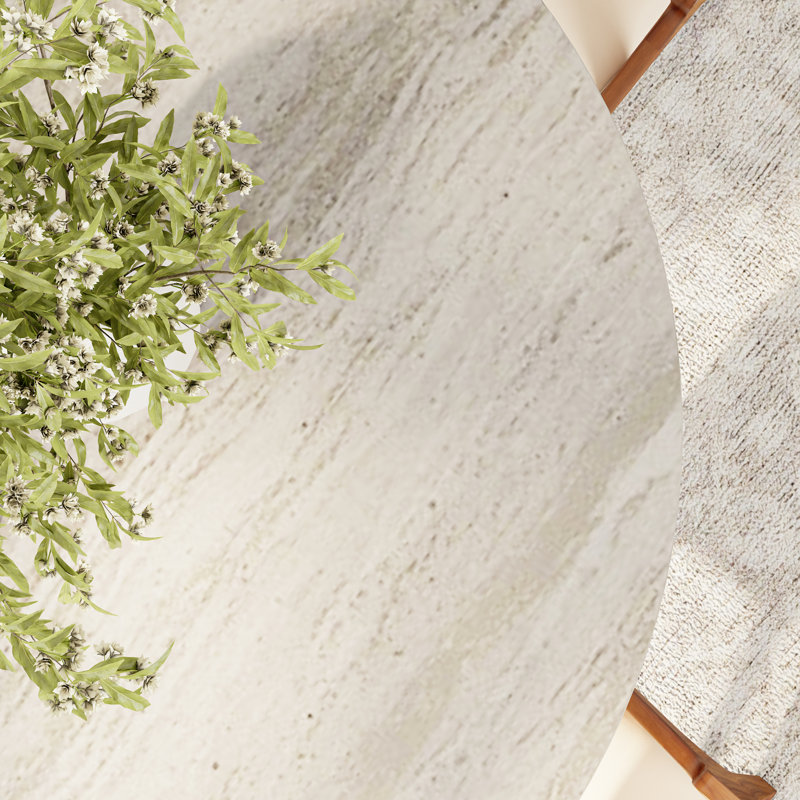 Table de salle à manger Travertine Stone, H 29,52 po x L 59,06 po x l 59,06 po, Noyer foncé