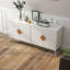 Buffet en bois massif à poignée carrée, 4 portes et double rangement, armoire de buffet pour le salon, structure en fer et E1, peinture, buffet à espace stable avec tiroir - Maximise l'utilisation de l'espace
