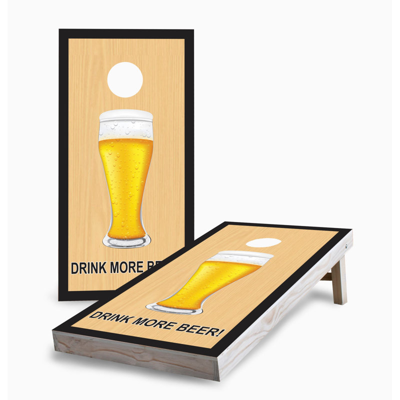 Ensemble de planches cornhole «Drink More Beer» 2 x 4 | Comprend (2) planches (8) sacs et accessoires optionnels