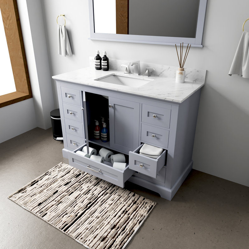 Dukes 48" Dark Grey Single Bath Vanity with Marble Top