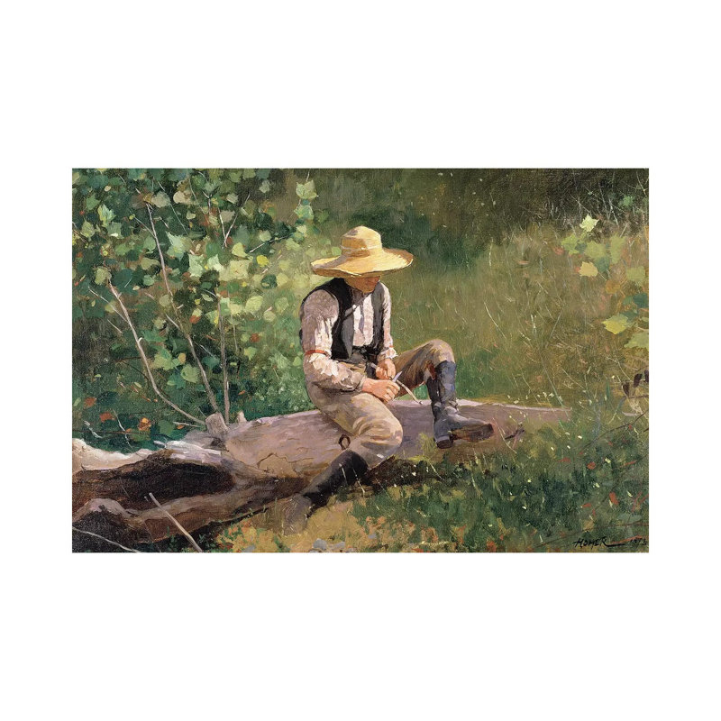 The Whittling Boy, 1873 by Winslow Homer - Painting on Canvas, 45.72cm H x 66.04cm W x 3.81cm D, Wrapped Canvas