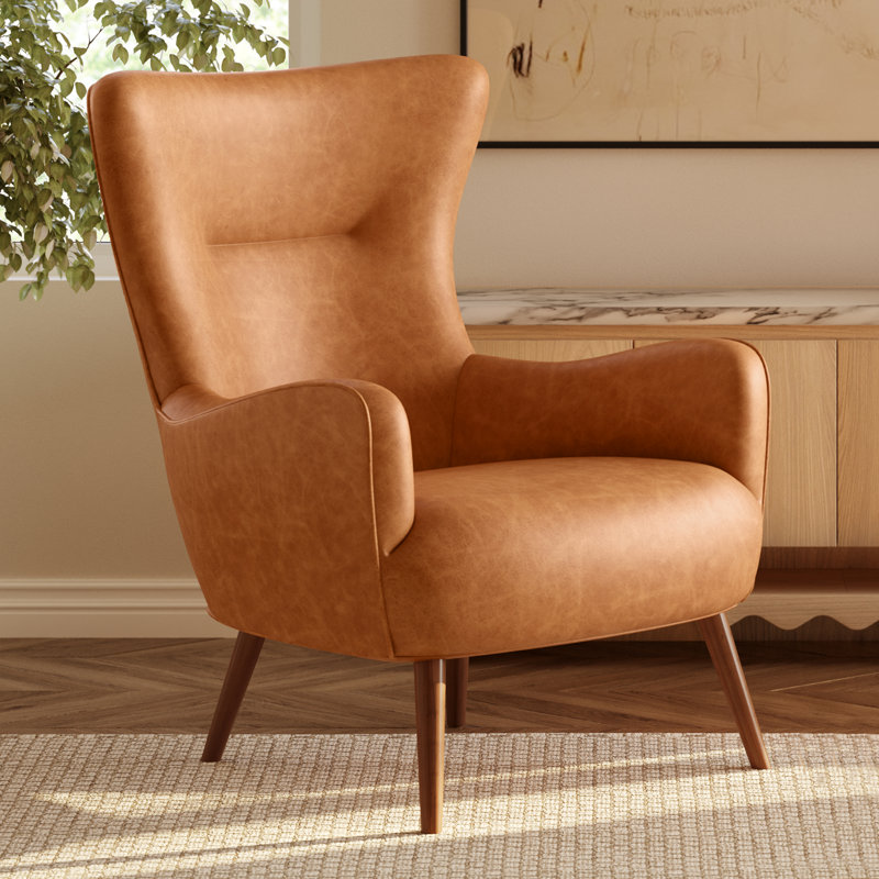 Chaise longue à oreilles en cuir italien Aida 