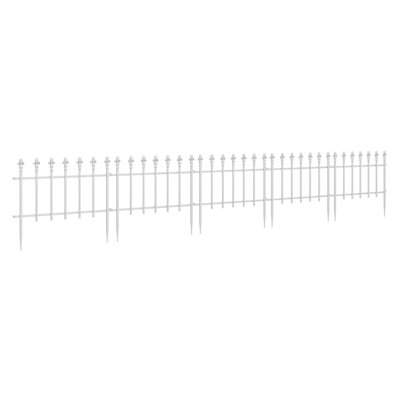 Ensemble de 5 panneaux de clôture de jardin en métal Outsunny, bordure en acier blanc avec pointes de flèches (longueur totale de 9,2 pi)