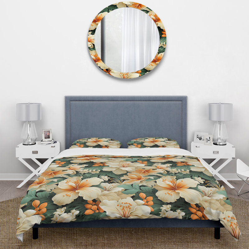 Literie Mango Bloom Tropical, Housse de couette pour très grand lit et 2 très