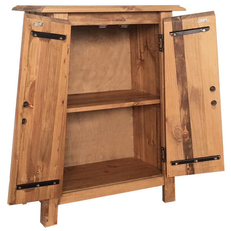 Bathroom Side Cabinet Solid Pinewood 23.2" x 12.6" x 31.5"