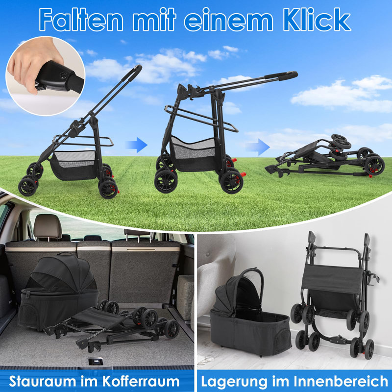 Foldable Pet Stroller, Black