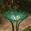  Solar Glass Turquoise Peacock Feathers Bird Bath with Stand