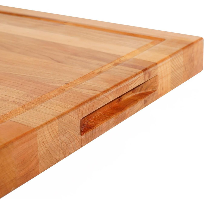 CONSDAN Wood Cutting Board, Solid Cherry, 1” Thick, 16"" x 12""