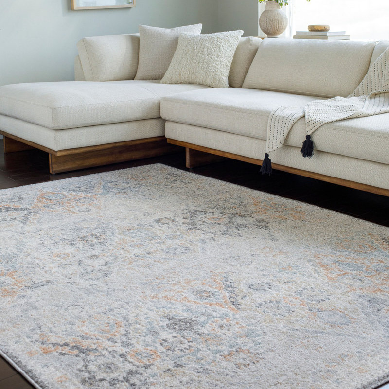 Traditional Rug, Bordered Floral Easy to Clean Rug For Living Room, Dining Room, Bedroom, Rectangle 60 x 90 cm