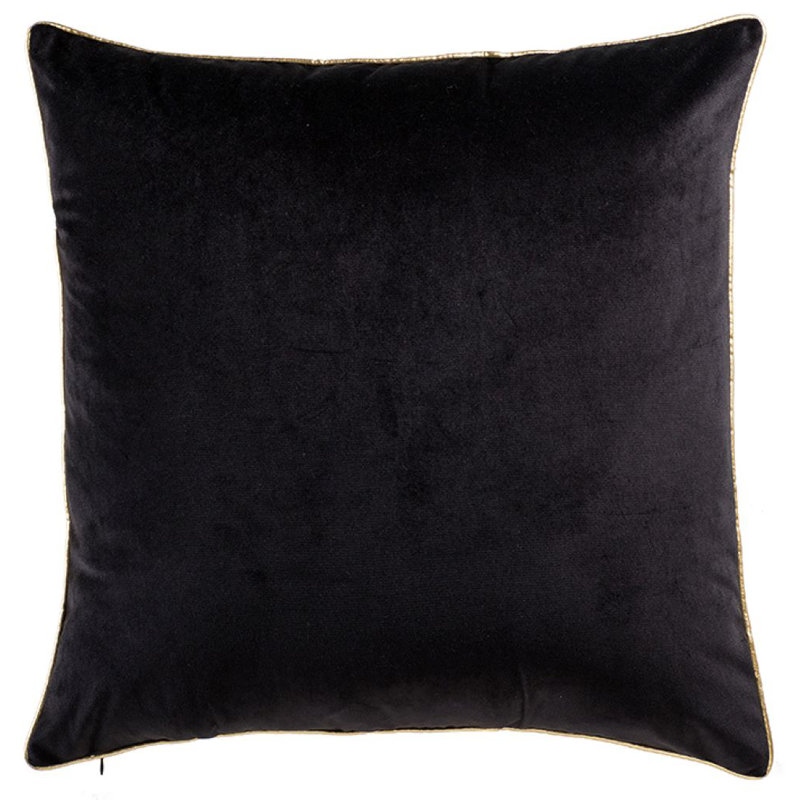 Noah Velvet Square Pillow Cover & Insert, Black/Gold