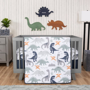 Prehistoric Dinosaur 3 Piece Crib Bedding Set