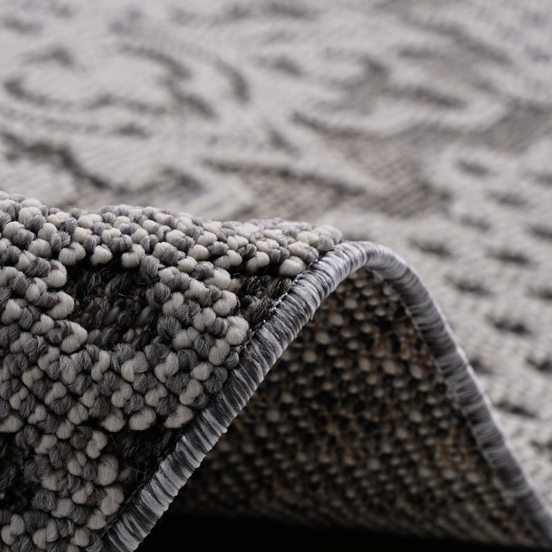 Tapis tissé 8 x 10 en médaillon gris / blanc - Élégant, teint, sans abri, sans danger pour les animaux de compagnie, différentes options, facile à entretenir, attrait élégant, sans perte de poils, animaux de compagnie, choix multiples,