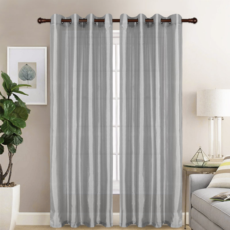 Diredra Polyester Semi-Sheer Curtains, Silver