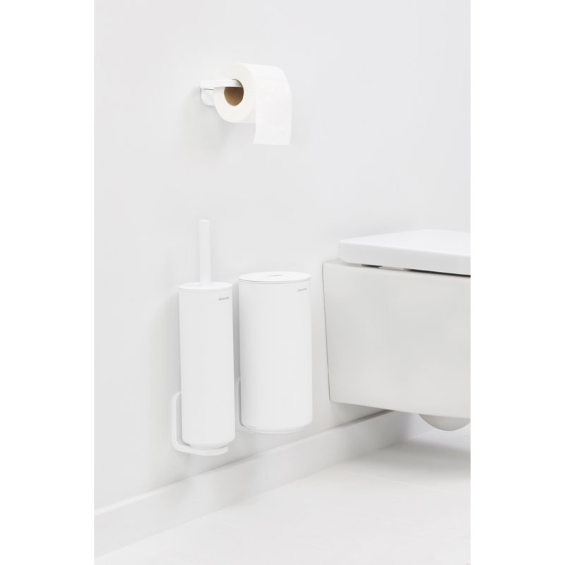 Ensemble de porte-rouleau et distributeur de rouleau de papier toilette mural, Minéral blanc frais