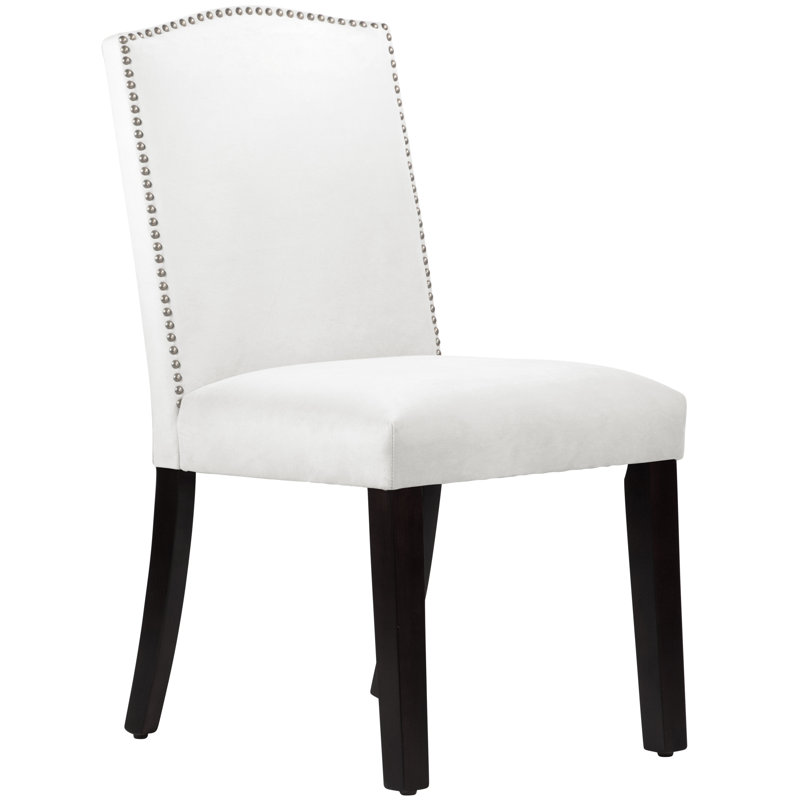 Nadia 20'' H Upholstered Dining Chair, Classic White Velvet, Espresso