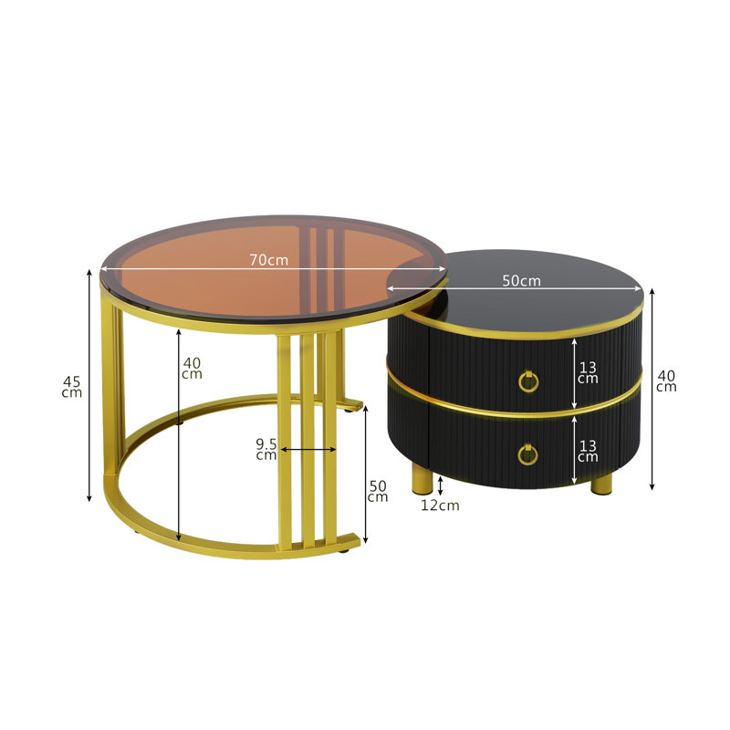 Aveanna Coffee Table with Storage, Brown/Black, Black