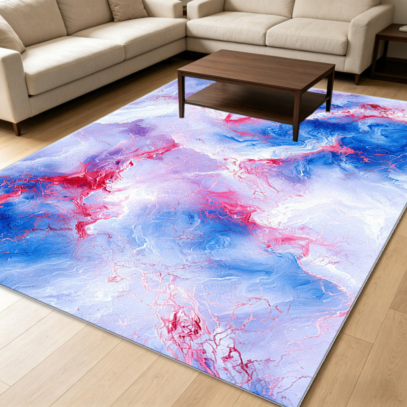 Blue Pink Marble Texture   area rugs for Living Room, Soft and Comfortable, Suitable for all seasons, easy to maintain, machine washable Indoor floor mat, Under Table Farmhouse suitable for Bedroom, Dining Room, Study,  Balcony, Home Decor Patio