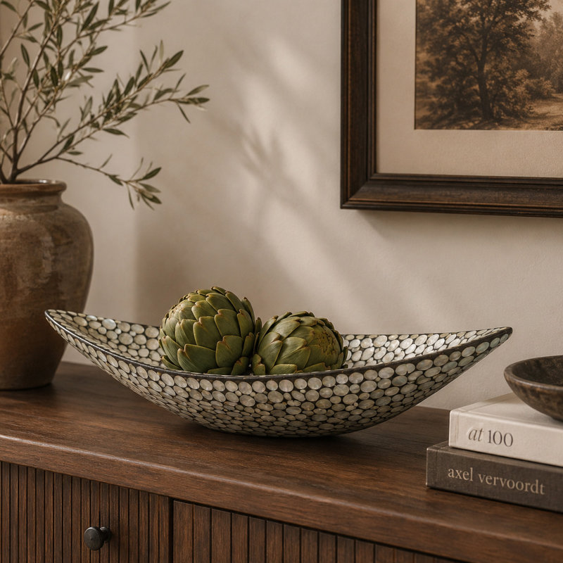 Plateau gris en nacre décorative