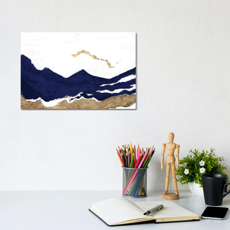 Navy And Gold Tierra II by Patricia Pinto - Wrapped Canvas Painting, 20.32 cm H x 30.48 cm W