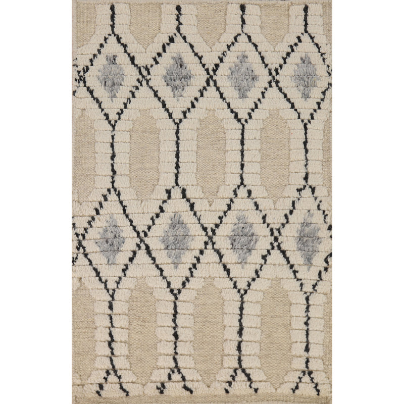 Tapis indien à motif géométrique treillis 2x3